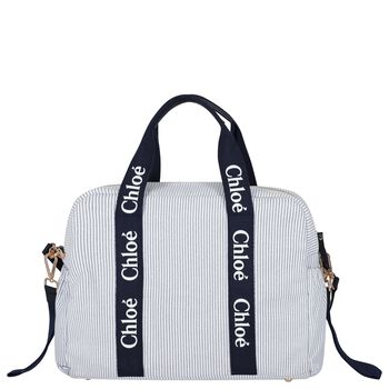 Baby Girls Blue Logo Striped Changing Bag