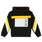 Boys Black Logo Hooded Top, 1, hi-res