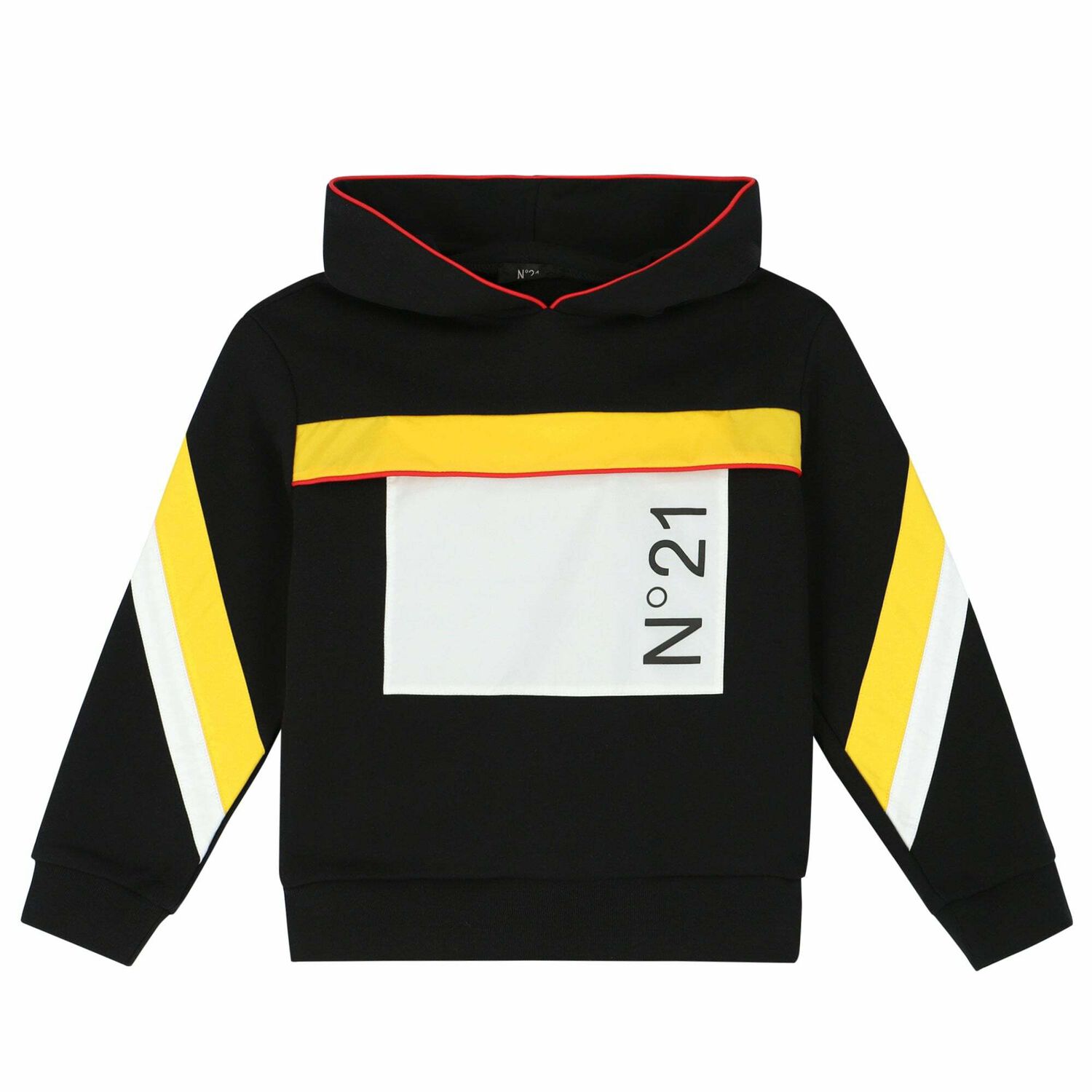 Boys Black Logo Hooded Top, 1, hi-res image number null
