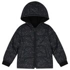 Girls Black Reversible Puffer Jacket, 1, hi-res