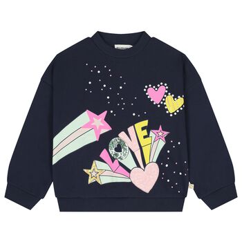 Girls Navy Blue Embellished Sweatshirt 