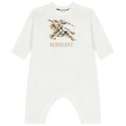 Baby Boys White EKD Logo Romper, 1, hi-res
