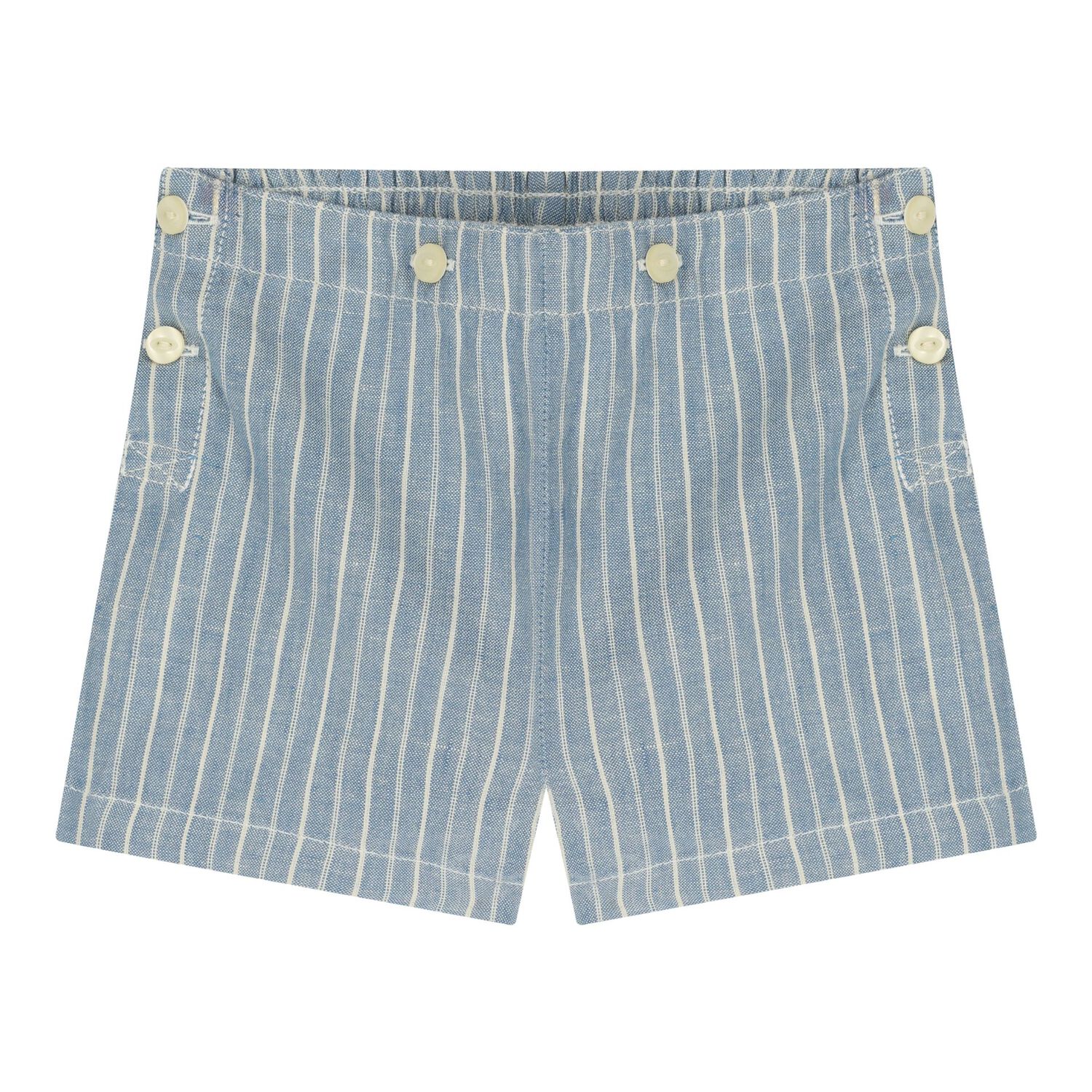 Baby Girls Ivory & Blue Teddy Bear Shorts Set, 1, hi-res