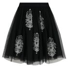 Girls Black Embellished Tulle Skirt, 1, hi-res