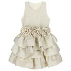 Girls Gold Roses Tiered Dress, 1, hi-res