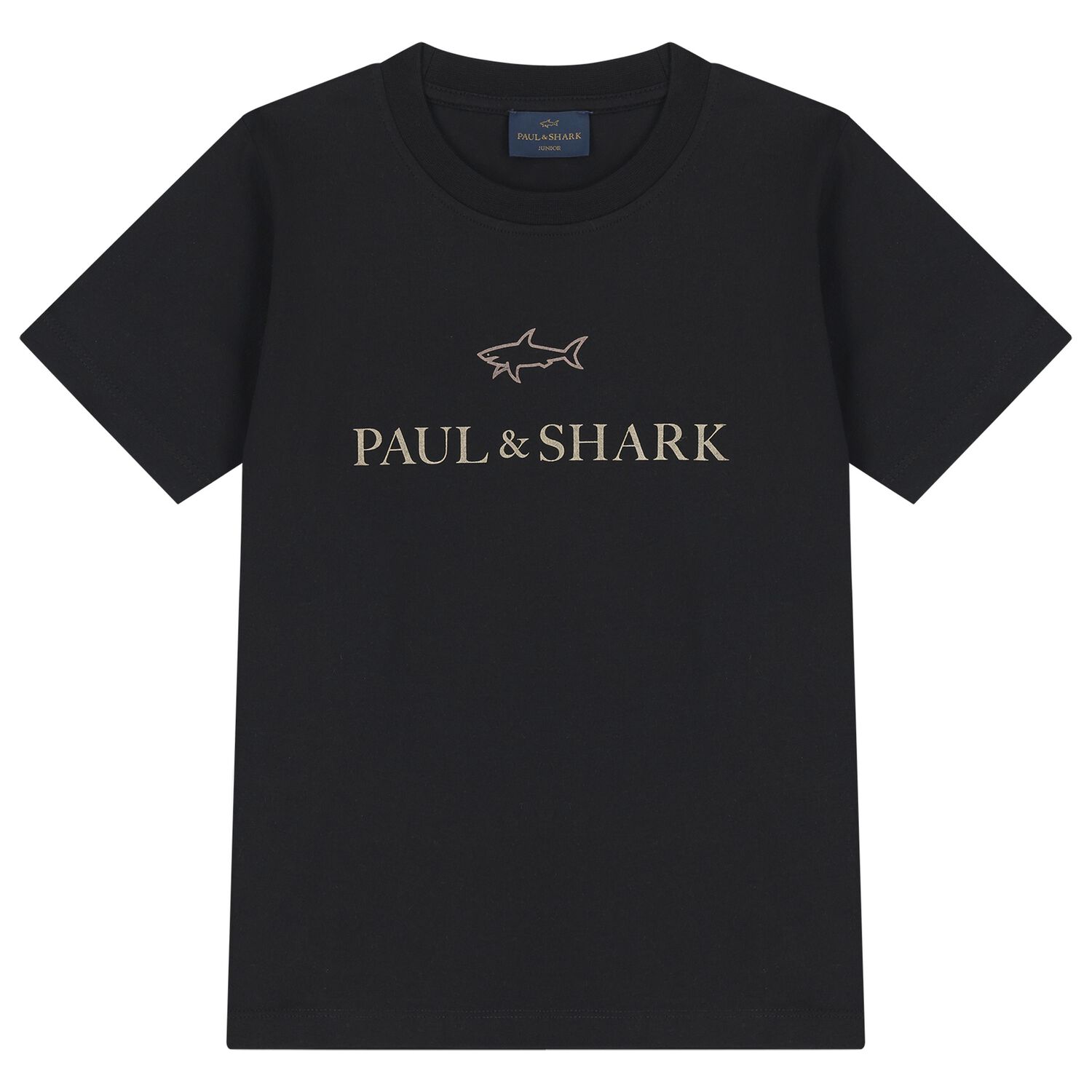 قميص أسود بشعار للأولاد, 1, hi-res