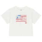 Girls White Flag T-Shirt, 1, hi-res