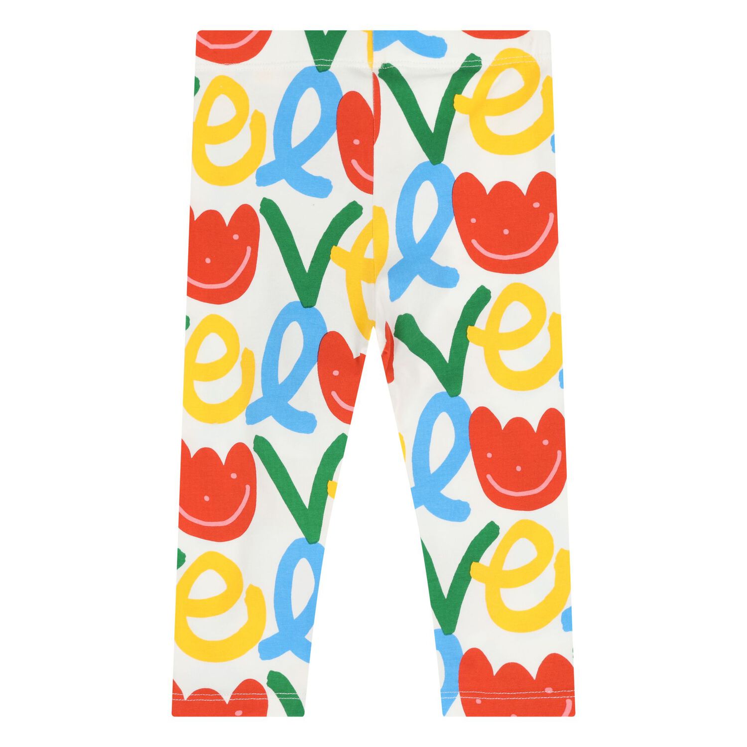 بنطلون ضيق بالون الأبيض مزين بالزهور للفتيات الصغيرات, 1, hi-res