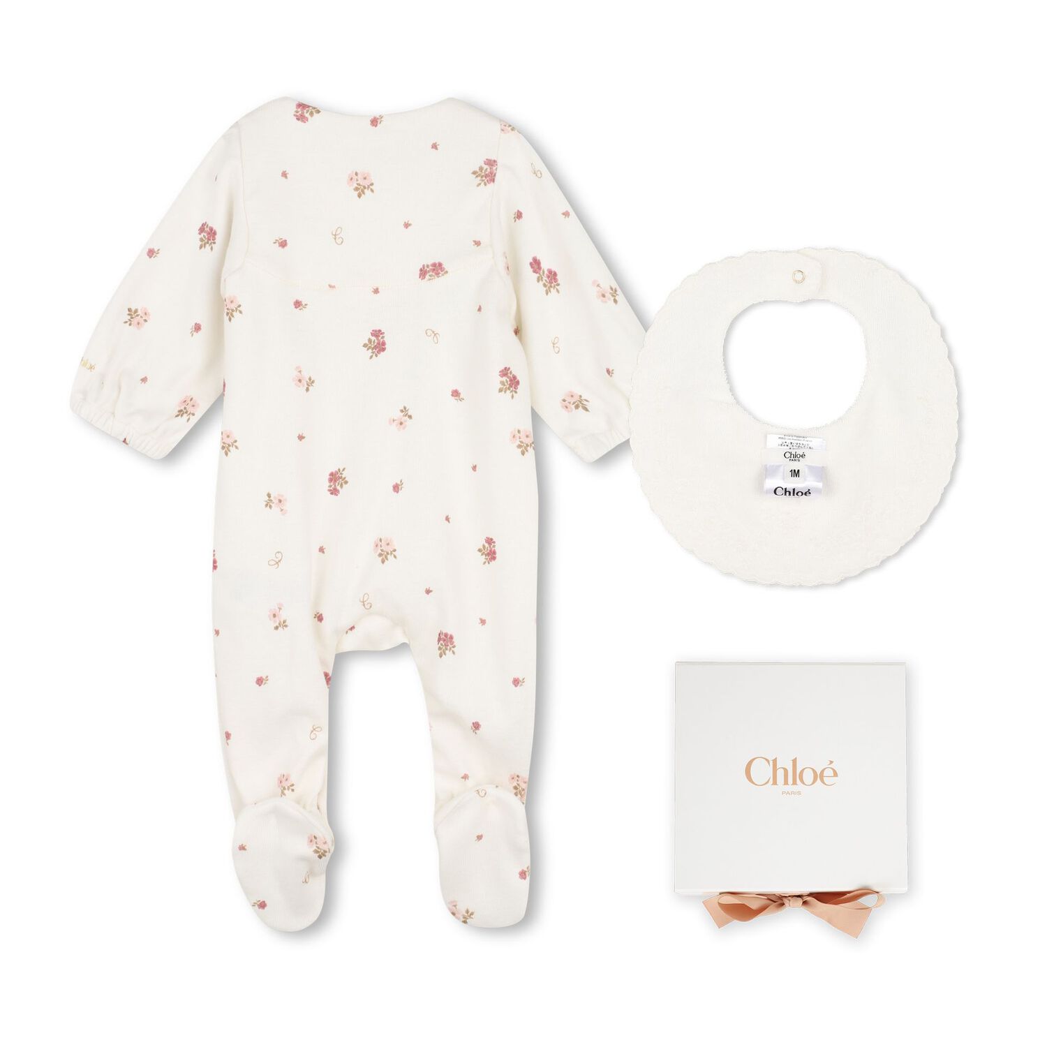 Baby Girls Ivory Floral Babygrow Gift Set, 1, hi-res