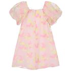 Girls Pink Bow Dress, 1, hi-res