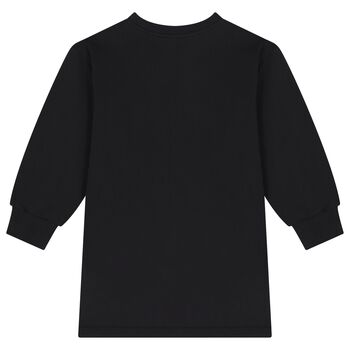 Girls Black Teddy Bear Logo Dress