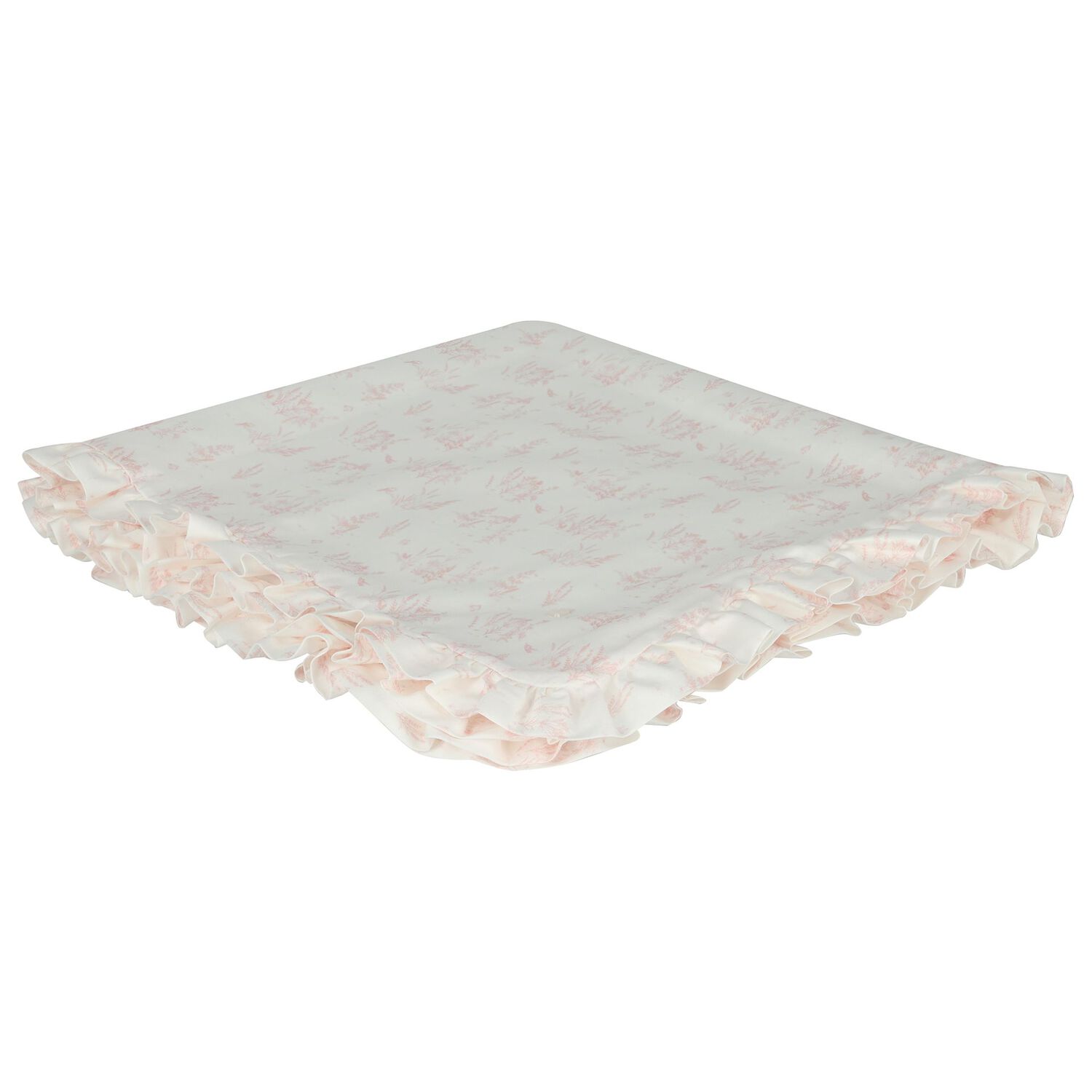 Baby Girls White & Pink Toile De Jouy Blanket, 2, hi-res
