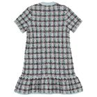 Girls Blue & Black Knitted Tweed Dress, 1, hi-res
