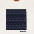 Boys Ivory & Blue Zig Zag Logo T-Shirt, 1, hi-res