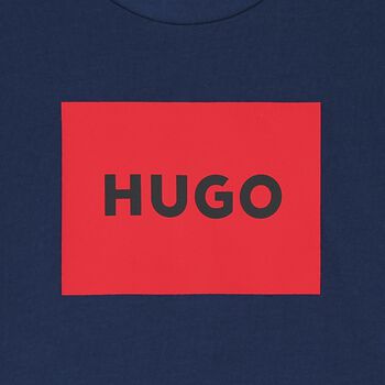 Boys Navy Cotton Logo T-Shirt