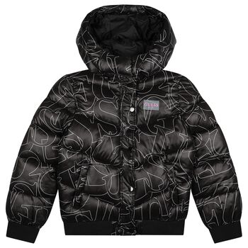 Girls Black Logo Puffer Jacket