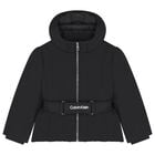 جاكيت بنات مبطن بالشعار باللون الأسود, 1, hi-res