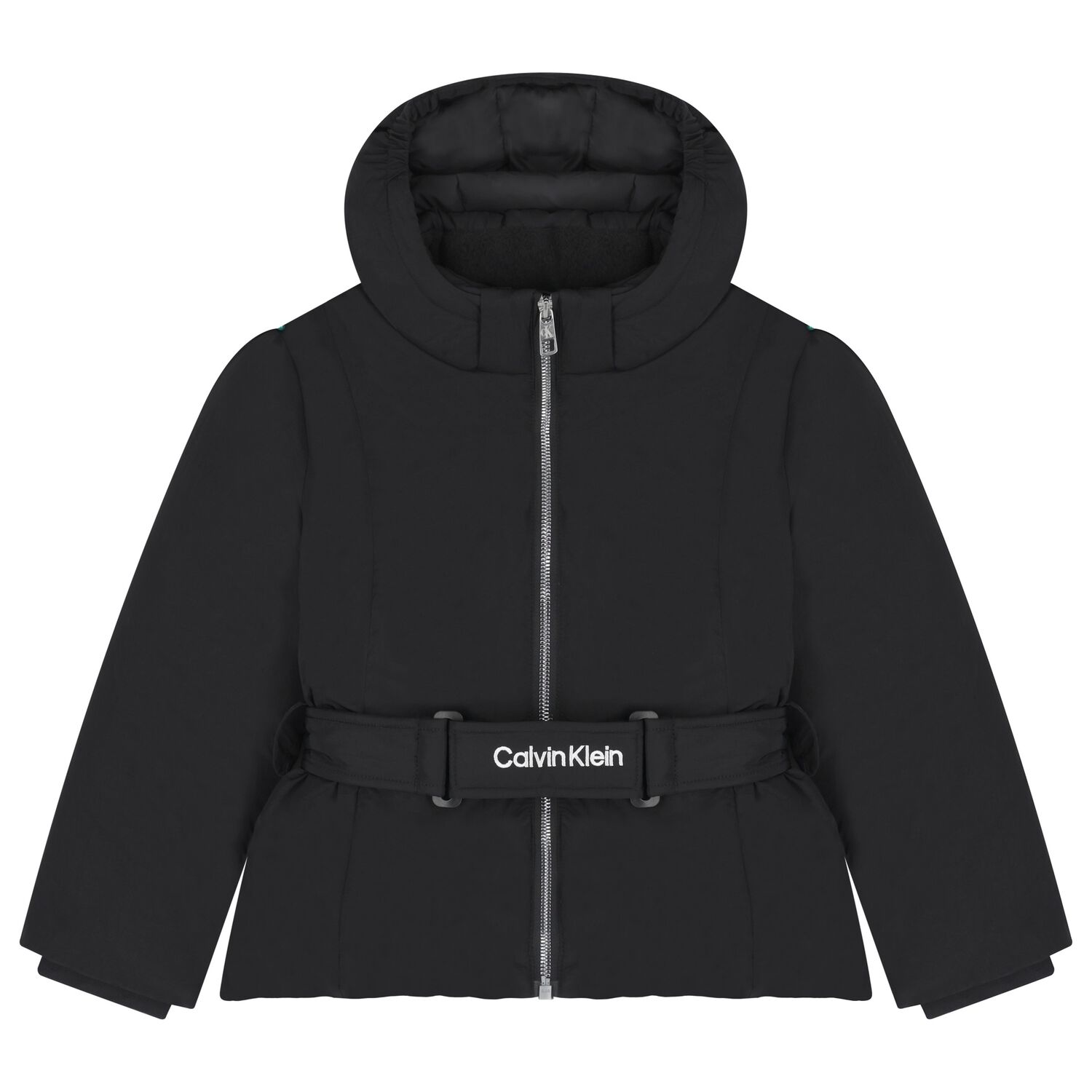 جاكيت بنات مبطن بالشعار باللون الأسود, 1, hi-res