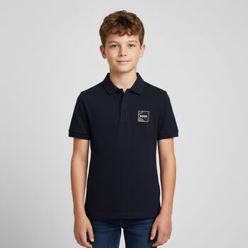 Boys Navy Blue Logo Polo Shirt, 1 Boys Navy Blue Logo Polo Shirt