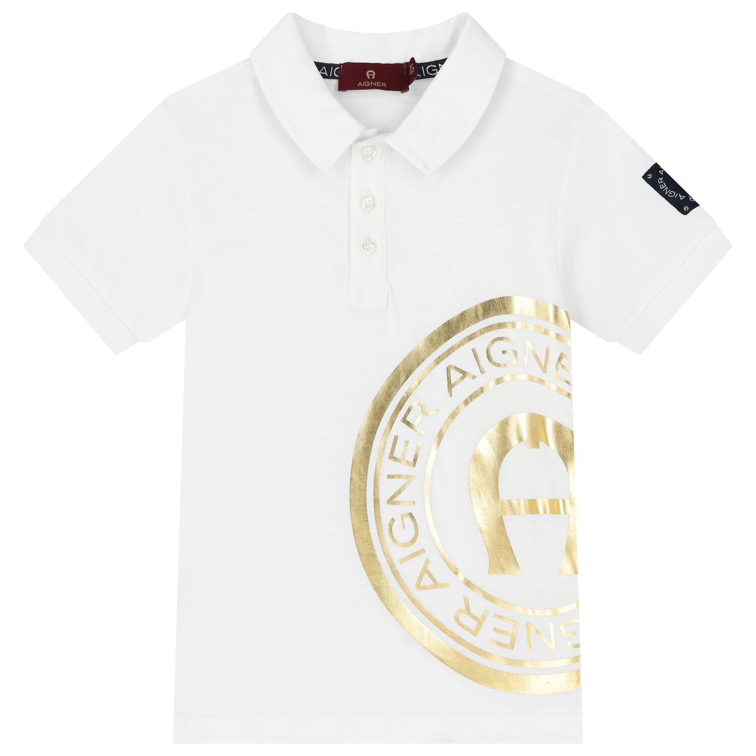 Boys White & Gold Polo Shirt, 1, hi-res image number null