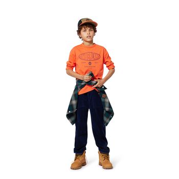 Boys Orange Logo Long Sleeve Top