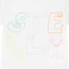 تي شيرت بالشعار باللون العاجي للبنات  , 1, hi-res