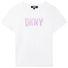 تيشيرت بالشعار باللون الابيض للبنات , 1, hi-res