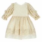 Girls Gold Jacquard Dress, 2, hi-res