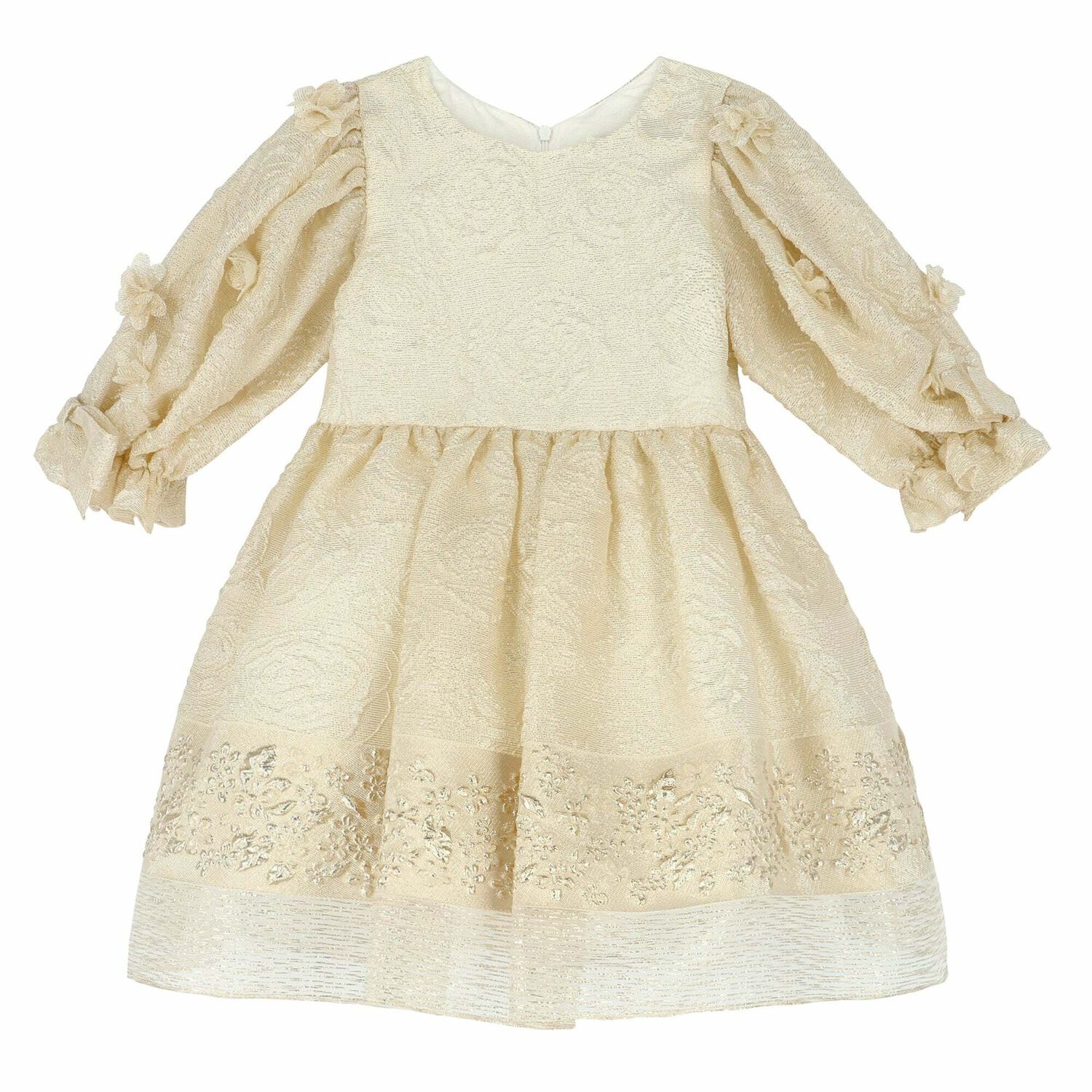 Girls Gold Jacquard Dress, 2, hi-res image number null