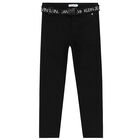 Boys Black Logo Trousers, 1, hi-res