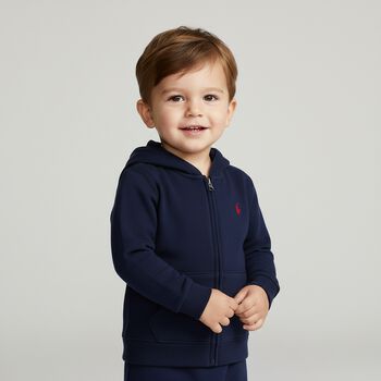 Baby Boys Navy Logo Zip Up Top