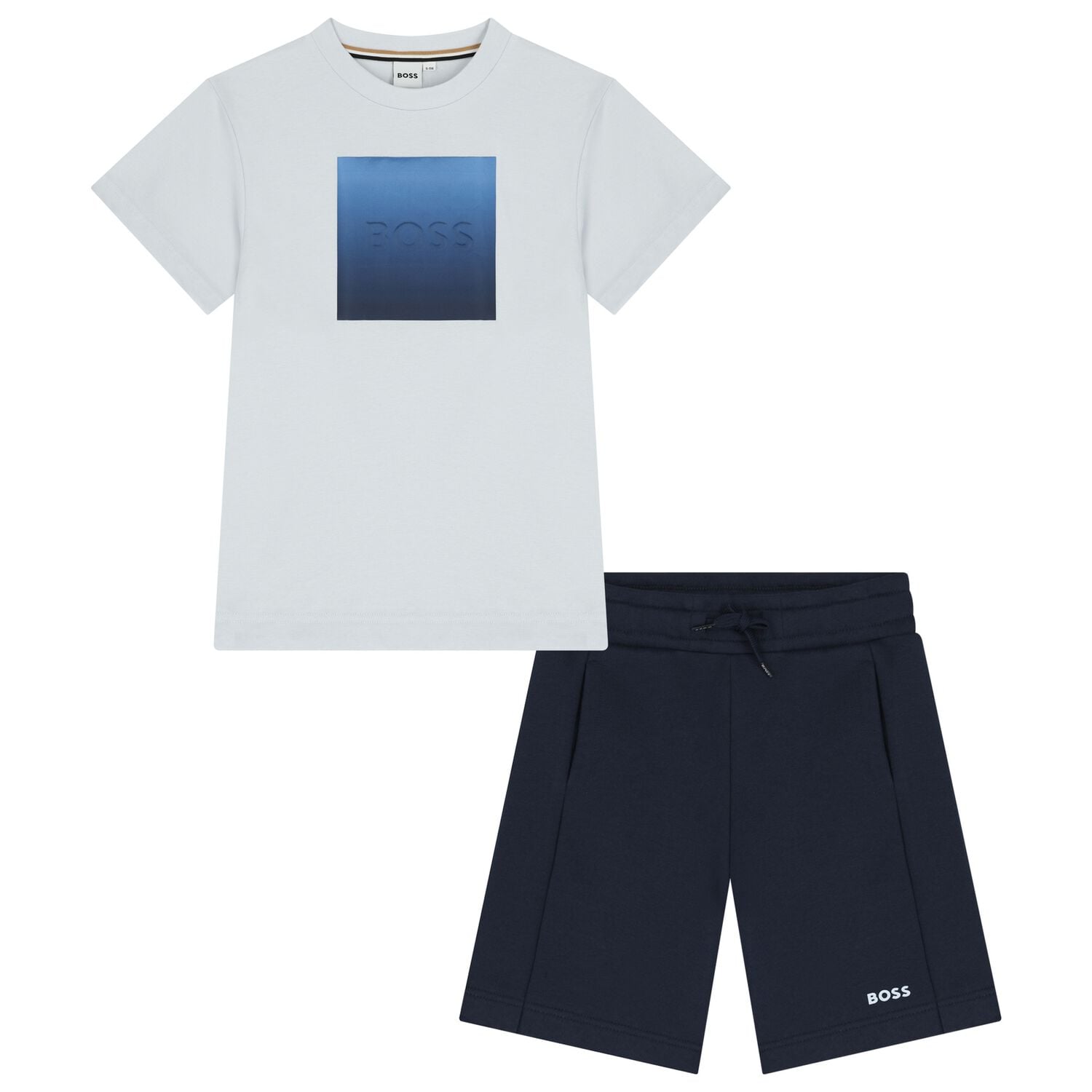 Boys Blue Logo Shorts Set, 1, hi-res