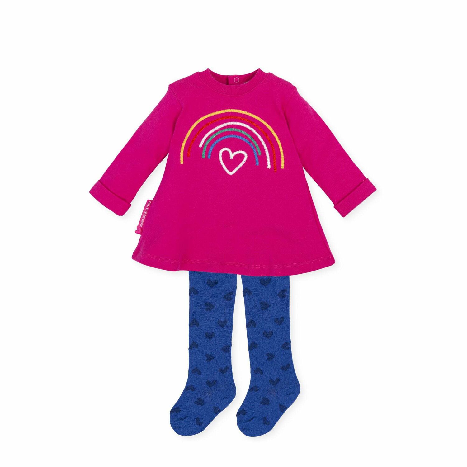 Girls Pink Rainbow Dress, 1, hi-res