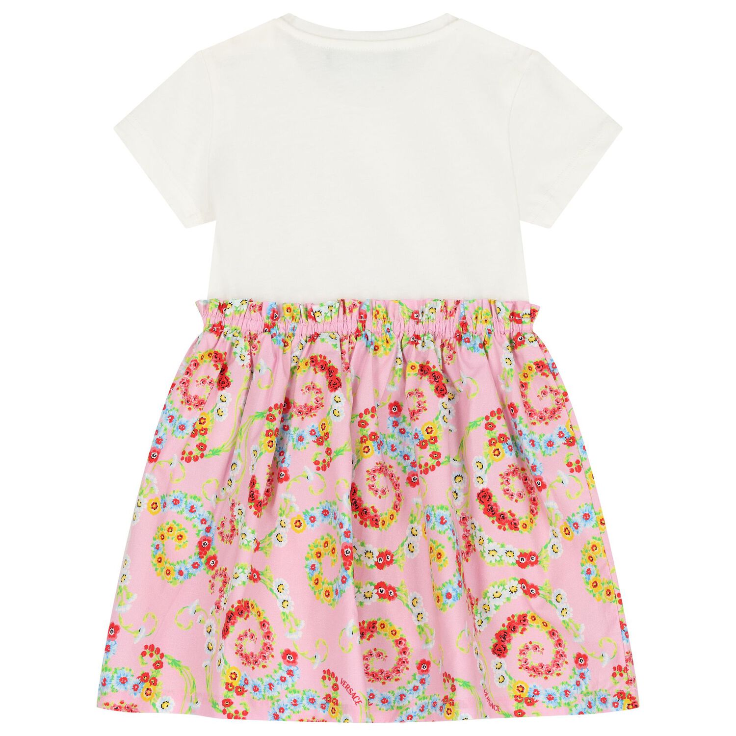 Girls White & Pink Floral Dress, 1, hi-res
