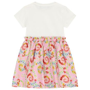 Girls White & Pink Floral Dress