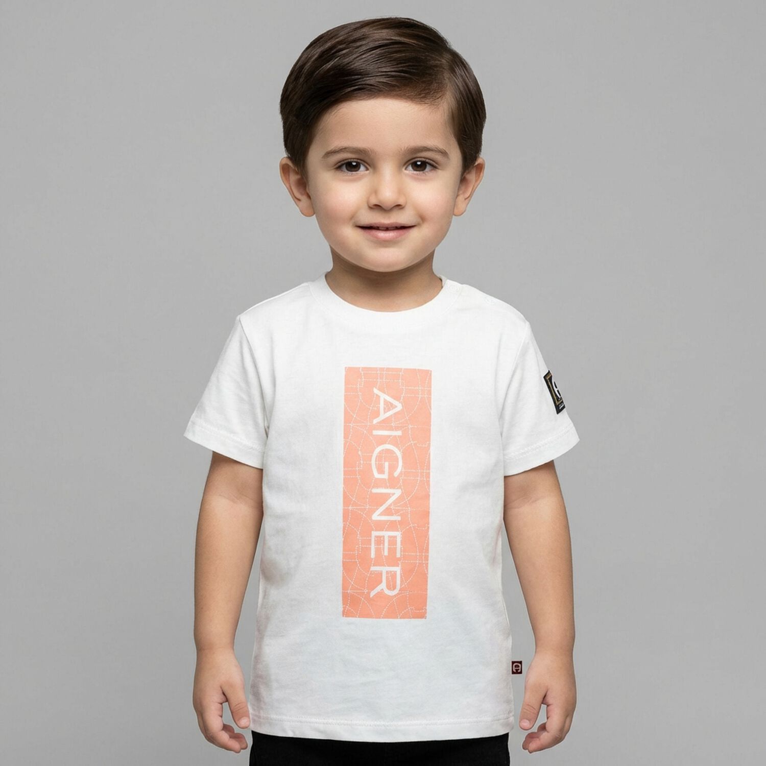 Younger Boys White Logo T-Shirt, 3, hi-res