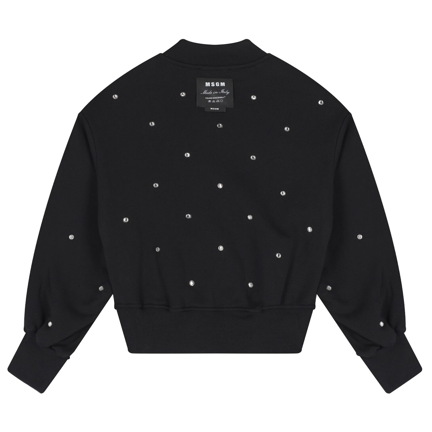 سويت شيرت بناتي بشعار كريستال أسود, 1, hi-res