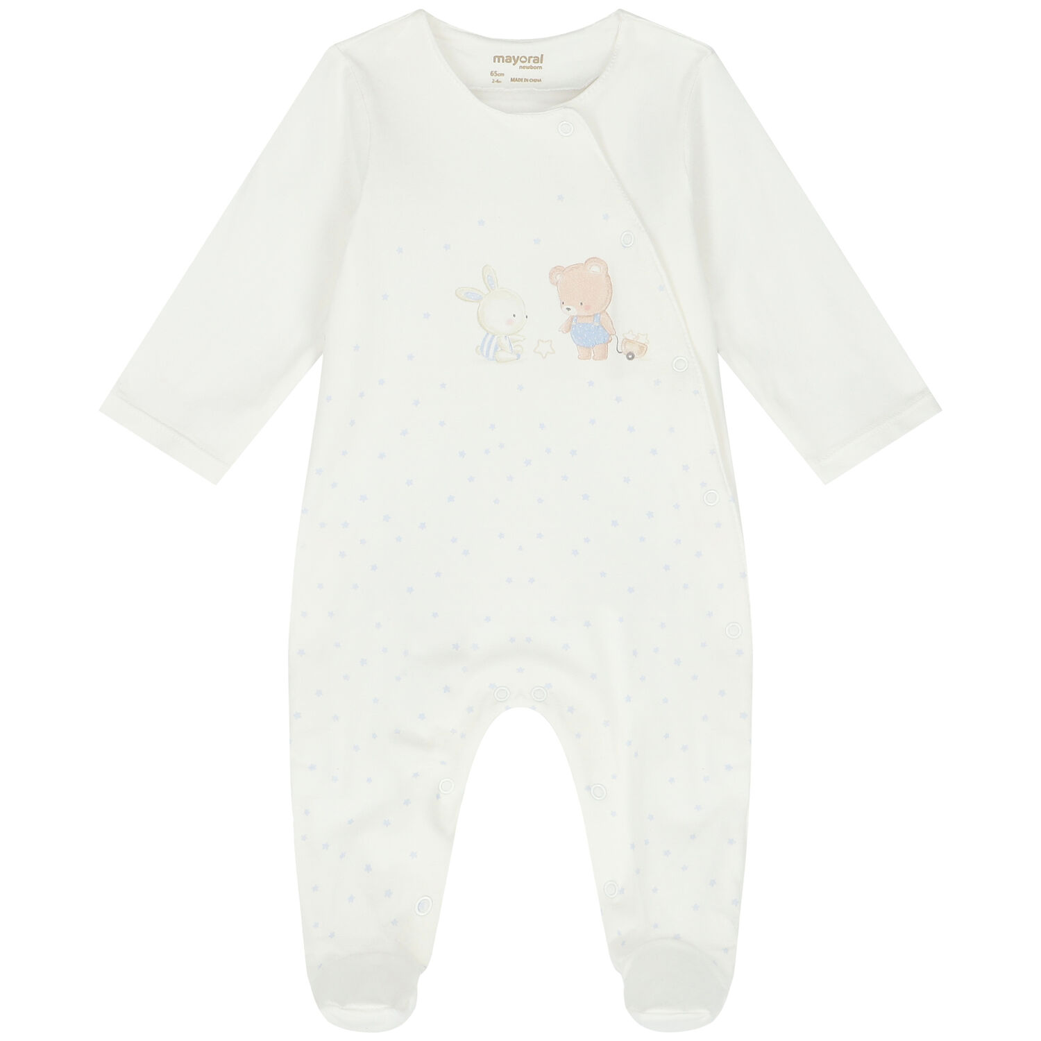 Boys Ivory & Blue Babygrow, Hat & Bib Set, 3, hi-res