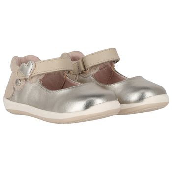 Younger Girls Gold Logo Shoes