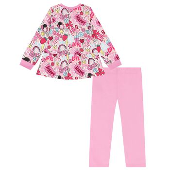 Girls Pink Logo Leggings Set