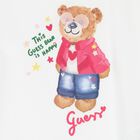 تي شيرت بطبعة دب تيدي باللون أبيض للبنات, 1, hi-res