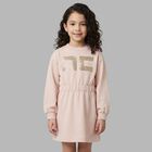 Girls Pink Logo Long Sleeve Dress, 1, hi-res