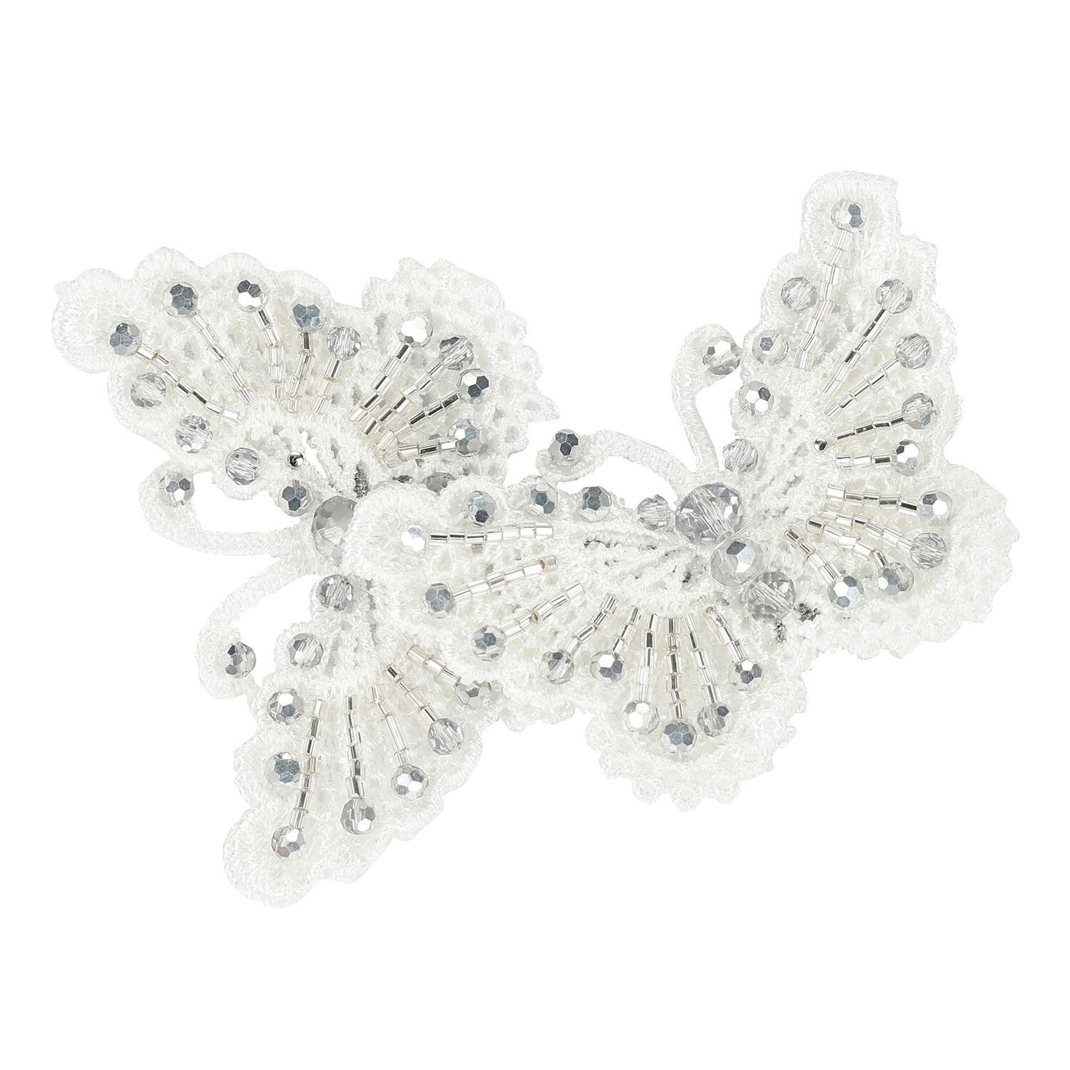 مشبك شعر للبنات بفيونكة باللون الأبيض والفضي , 3, hi-res