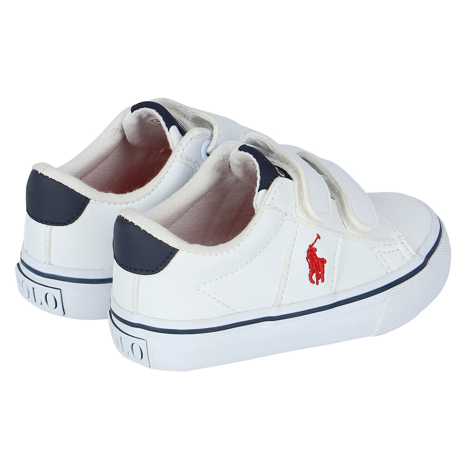 حذاء رياضي بالشعارباللون الأبيض والكحلي للأولاد, 1, hi-res