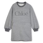 Girls Grey Logo Sweatshirt Dress, 1, hi-res