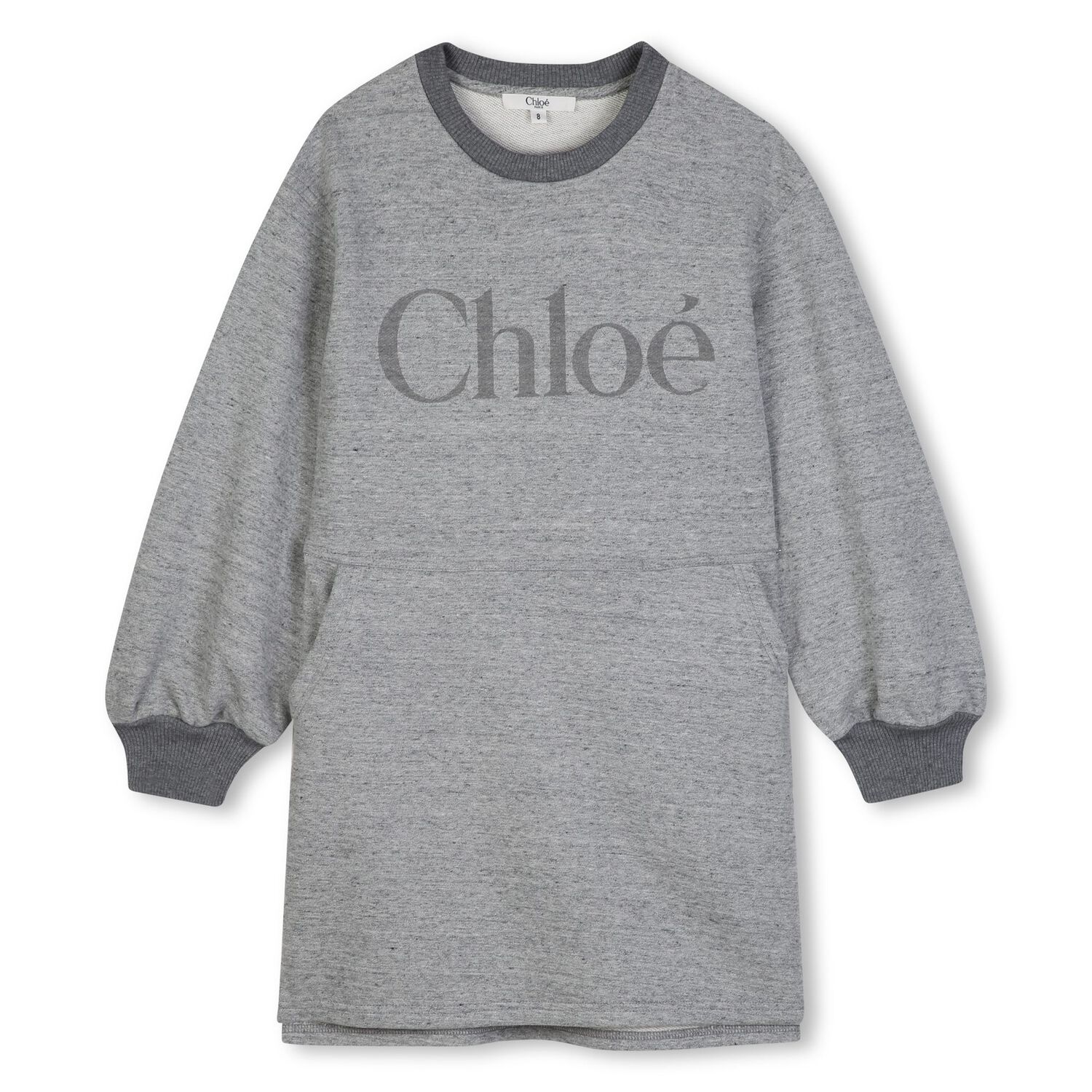Girls Grey Logo Sweatshirt Dress, 1, hi-res