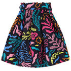 Girls Navy Blue Coral Print Skirt, 1, hi-res