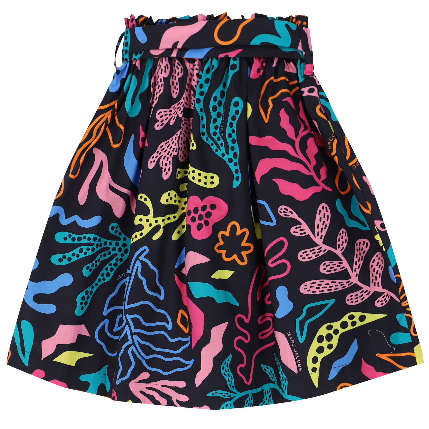 Girls Navy Blue Coral Print Skirt, 1, hi-res