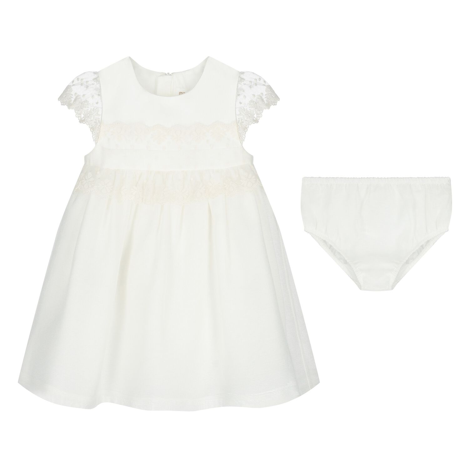 Baby Girls White Lace Dress Set, 1, hi-res