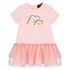 Younger Girls Pink Hearts Dress, 2, hi-res